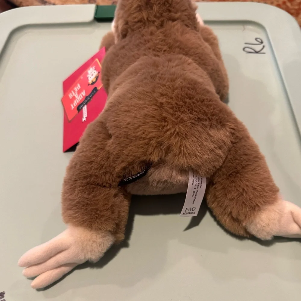 NWT FAO Schwarz Adopt a Pets Plush Sloth Collectible with Sealed Paperwork Gifts